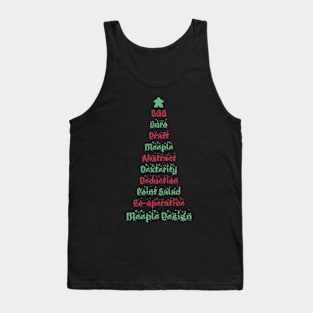 Meeple Design Board Game Category Christmas Tree - Board Games - Gaming Art Tank Top